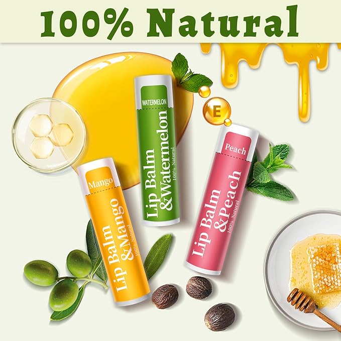 126 Pcs Lip Balm Bulk, 12 Flavored Pack of Lip Balms Pack Natural Moisturising Organic Lip Balm Set for Cracked Lips, Bulk Gifts Stocking Stuffers Party Favors(4.2g/0.15oz)