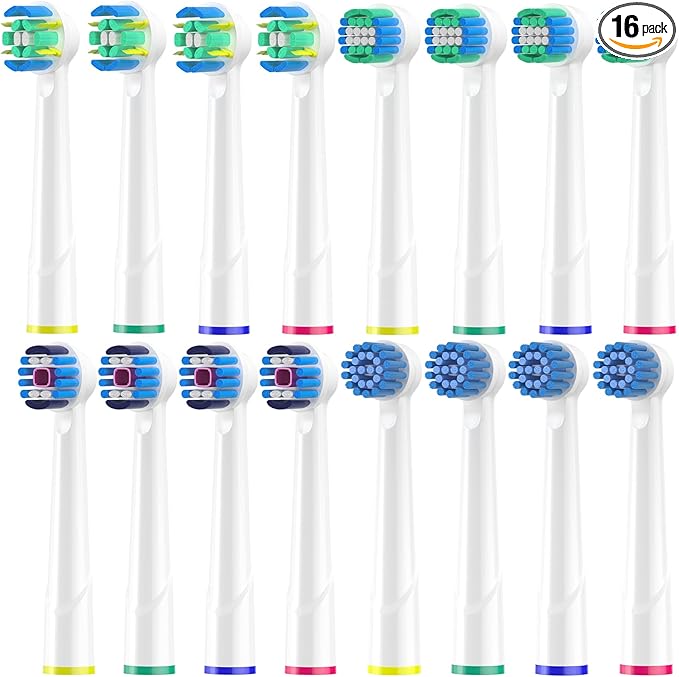 Replacement Heads Compatible with Oral b Braun, 16 Pcs Electric Toothbrush Heads for Oral-b Floss Pro 1000 Smart Genius x White