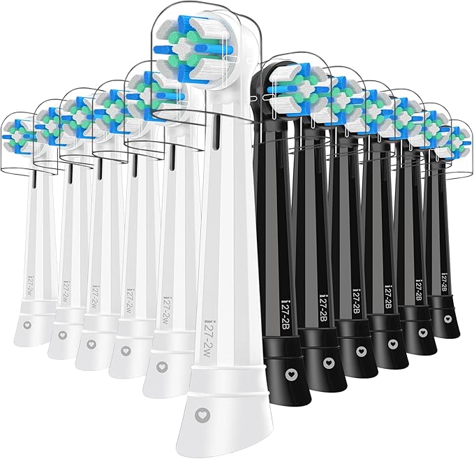 12 Count IO Replacement Heads Compatible with Oral B IO 2/3/4/5/6/7/8/9/10 Series Electric Toothbrushes, Medium Softness Brush Heads Compatible with Oral B iO for Teeth and Gums Care (Black White)