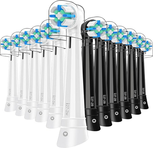12 Count IO Replacement Heads Compatible with Oral B IO 2/3/4/5/6/7/8/9/10 Series Electric Toothbrushes, Medium Softness Brush Heads Compatible with Oral B iO for Teeth and Gums Care (Black White)