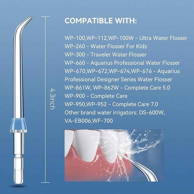 Replacement Tips for Waterpik Water Flosser Waterpik' Replacement Parts, Storage Case & AquaFlosser 6 Tips (6 Classic Jet Tips)