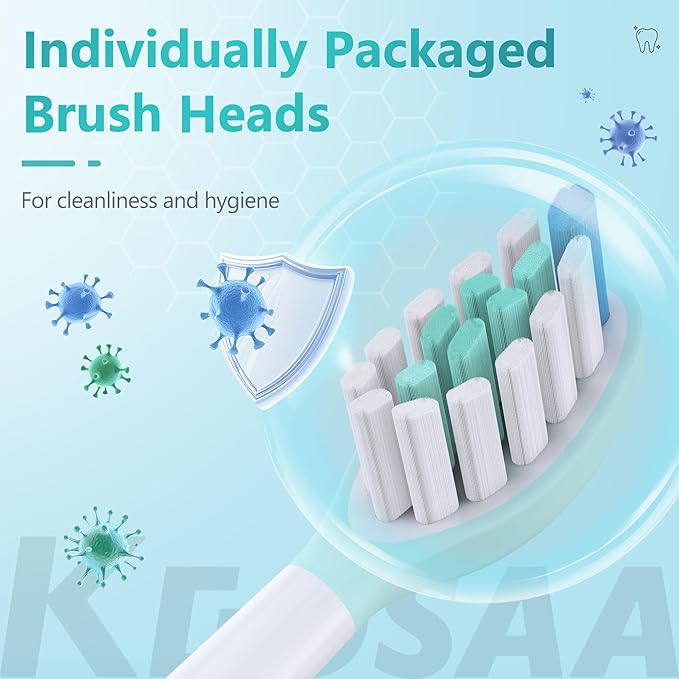 Replacement Toothbrush Heads for Philips Sonicare Electric Toothbrush, 2-in-1 Tongue Cleaner, 6 Pack, Mint Green,Suitable for Philips Sonicare Heads, C2, C1, C3, W1, W2, W3, G1, G2, G3
