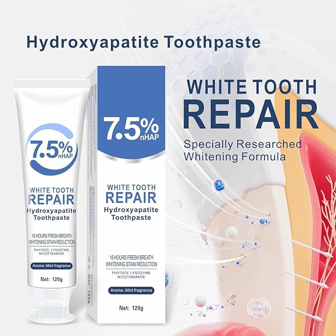 7.5% Hydroxyapatite Toothpaste for Enamel Protection, Fluoride-Free Formula with Gentle Mint, for Sensitive Teeth, Daily Protection, Long-Lasting Fresh Breath, 4.23 Oz (3)