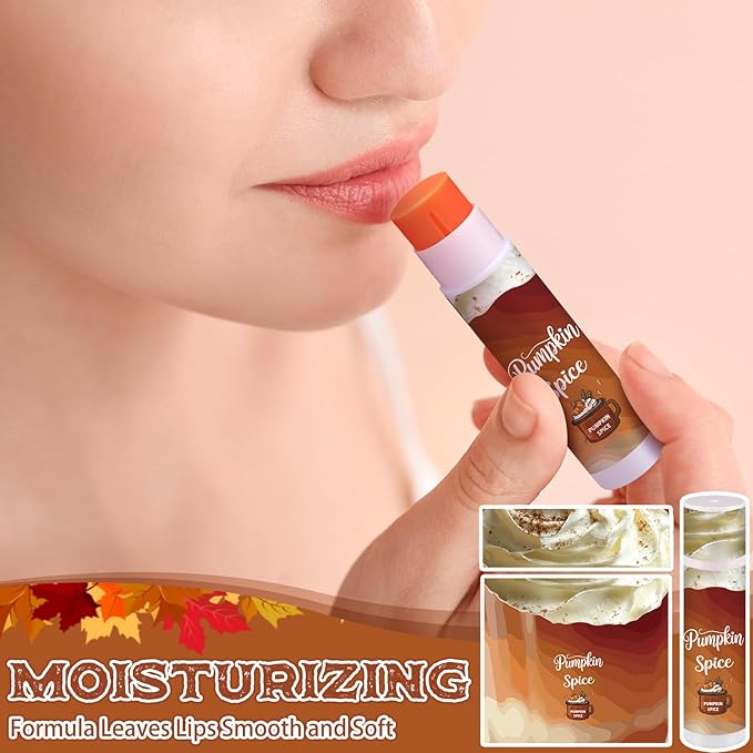 25 Pcs Pumpkin Spice Lip Balm Bulk Fall Thanksgiving Party Favor Basket Stuffers Small Thank You Appreciation Gifts Advent Beauty Calendar for Adult Women Men Employee Coworker Staff Teacher Customer
