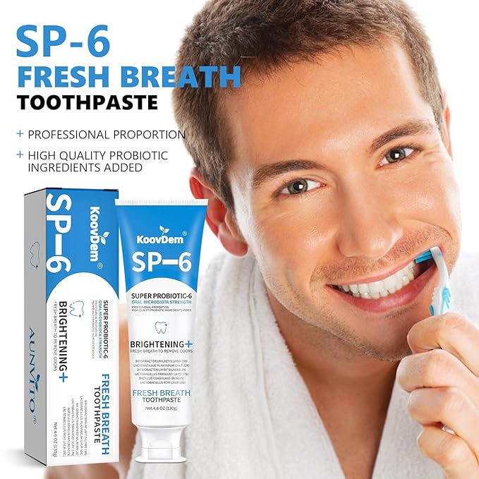 2025 New Sp-6 Probiotics Whitening Toothpaste-Fluoride-Free, Enhanced Formula with 6 Probiotics for Gum Care & Fresh Breath, Fresh Mint Flavor(2PC)（Blue）