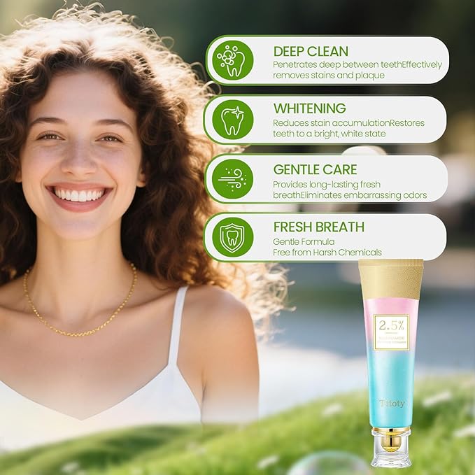 2pcs Niacinamide Whitening Toothpaste, 2.5% Niacinamide Intensive Whitening Toothpaste with Natural Gentle Care Deep Stain Removal Clean Mint Flavor, Improves Gum Health, Fresh Breath (2)