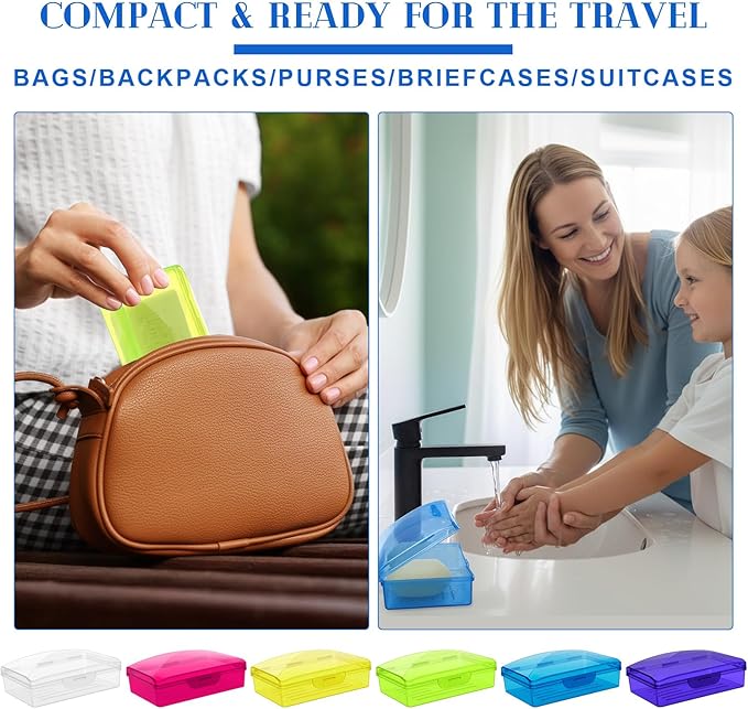 36 Pcs Travel Soap Container Portable Plastic Soap Boxes Bulk with Lid Homeless Donations Bulk Gym Shower Tour Groups Hotel Outdoor Camping (Mixing Colors)