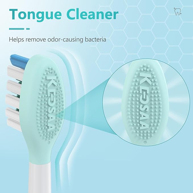 Replacement Toothbrush Heads for Philips Sonicare Electric Toothbrush, 2-in-1 Tongue Cleaner, 8 Pack, Mint Green,Suitable for Philips Sonicare Heads, C2, C1, C3, W1, W2, W3, G1, G2, G3