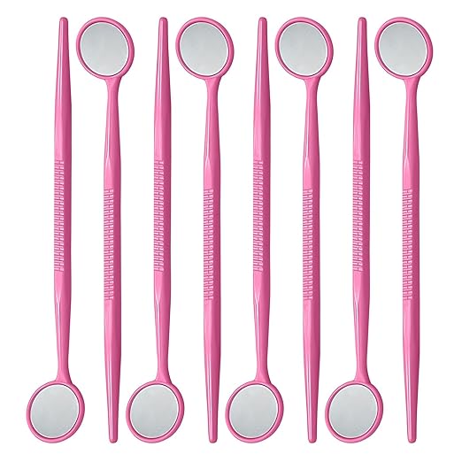 200 PCs Dental Mouth Mirrors by JEVOLVE | Pink Oral Dental Mirror for Crafting, Jewelry Making, Painting, Model Building, and DIY Projects – Clear Reflection, Easy Handling, Multi-Purpose