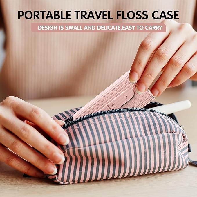 RAZOKO Dental Floss Portable Case, Storage 10 Picks Floss in Box,Floss Pick Dispenser for Cleaning Teeth and Oral Care,Toothpick Floss is Perfect for Dating,Travel,Hotels 2PCS