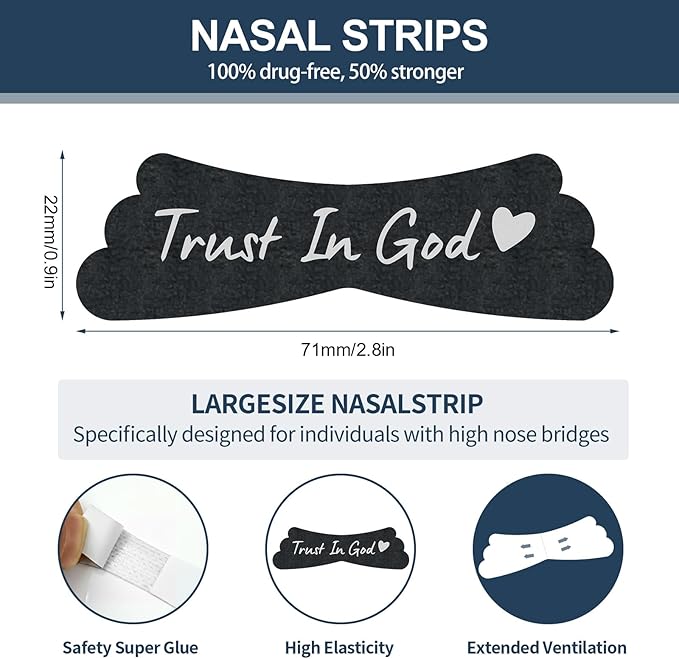 32Pcs Nasal Strips for Snoring - Extra Strength Nose Strips for Breathing - Nose Tape for Sport, Work and Sleep - Anti Snoring Strips Help Stop Snoring and Nasal Congestion Relief