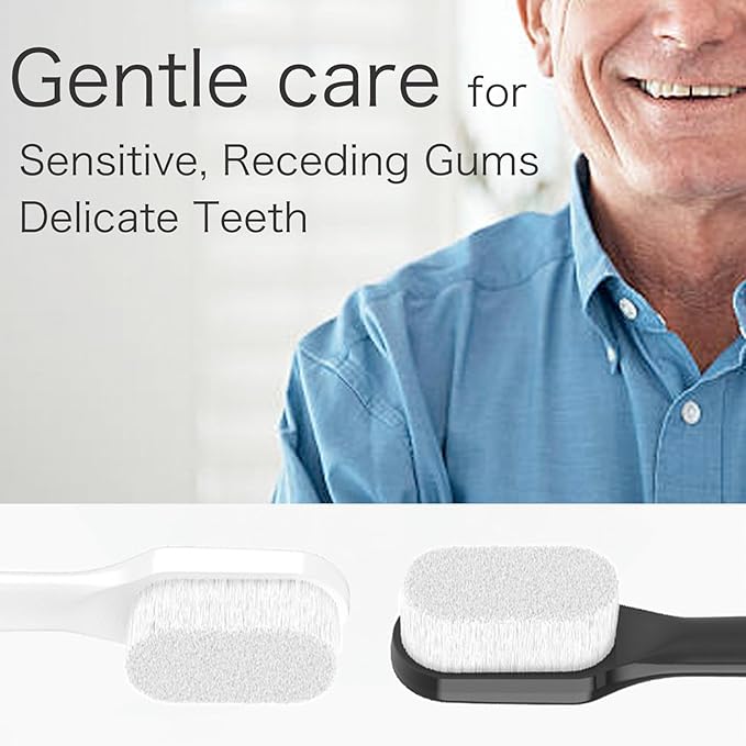 Replacement Toothbrush Heads Compatible with Philips Sonicare Click-On Handles | Ultra-Soft 80μm Bristles for Sensitive Gums, Receding Gums and Delicate Teeth (Black, Click-On Handles)