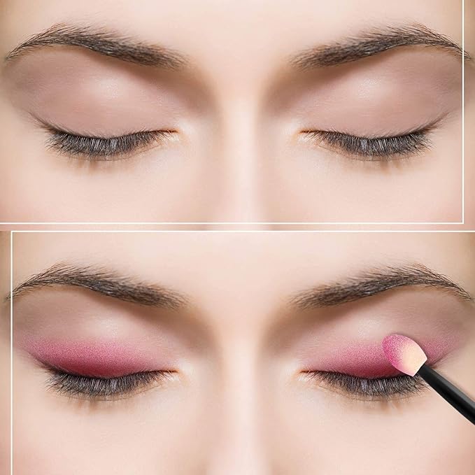 150 Eye Shadow Applicator Disposable Foam Makeup Brush Sponge Tipped Oval Eyeshadow Applicators Dual Sides with Container