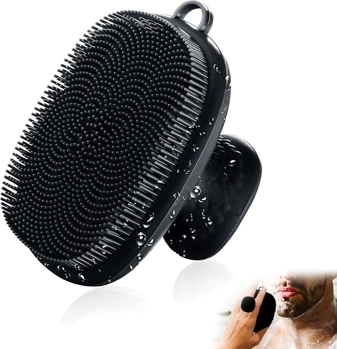 VWMYQ Face Scrubber, Silicone Face Scrubber for Men Facial Cleansing Brush Silicone Face Wash Brush Manual Waterproof Cleansing Skin Care Face Brushes for Exfoliating- Black