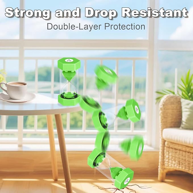 25 Minute Hourglass Sand Timer, Plastic Sandglass Watch Timer, Unbreakable Green Sand Clock Hour Glass 25 Min for Classroom, Games (Green)