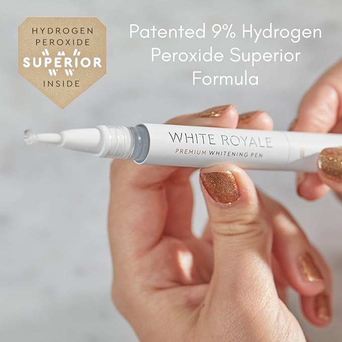 White Royale Premium Teeth Whitening Kit with Smart LED Mouthpiece, 3X 2ml Whitening Gel Pens with 9% Hydrogen Peroxide Superior Formula