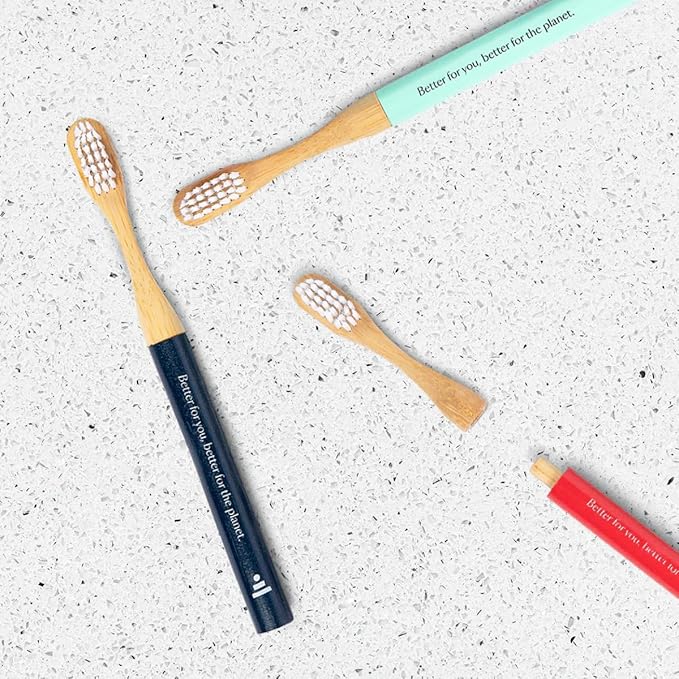 Better & Better Natural Bamboo Toothbrush for Kids | Extra Soft Bristle Toothbrush | 100% Plant-Based | Reusable Handle, Replaceable Brush Head | Eco-Friendly, Zero Plastic (Green)