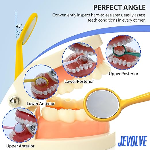 100 PCs Dental Grade Disposable Dental Mouth Mirrors by JEVOLVE | Oral Dental Mirror Plastic Dental Instrument | Anti Fog Mouth Glass Mirror for Teeth with Handles Plastic Tooth Mirror