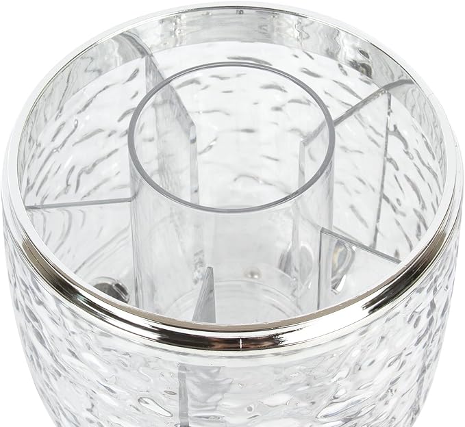 360° Rotating Makeup Brush Organizer with Lid, Dustproof Cosmetic Tools Organizer with Cover, Makeup Brush Holder Organizer for Vanity, Bathroom Countertop, Desktop Dresser