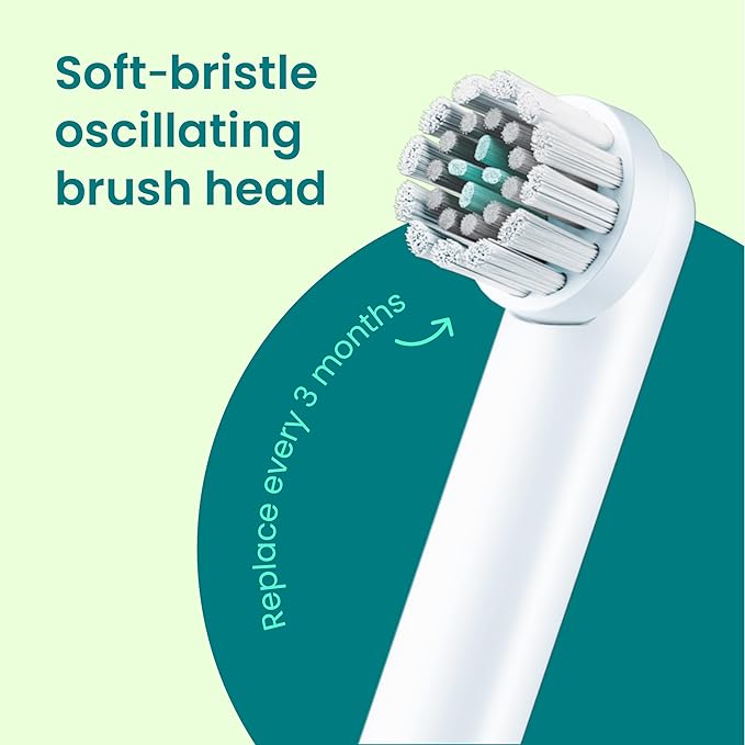 Quip Rev 360 Oscillating Rechargeable Electric Toothbrush with Replaceable Brush Head - Soft Bristles, Pressure Sensor, 3 Intensities, 30-Day Battery Life, Travel Case - Silver Cloud