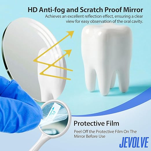 2000PCs Dental Mouth Mirrors by JEVOLVE | White Oral Dental Mirror for Crafting, Jewelry Making, Painting, Model Building, and DIY Projects – Clear Reflection, Easy Handling, Multi-Purpose