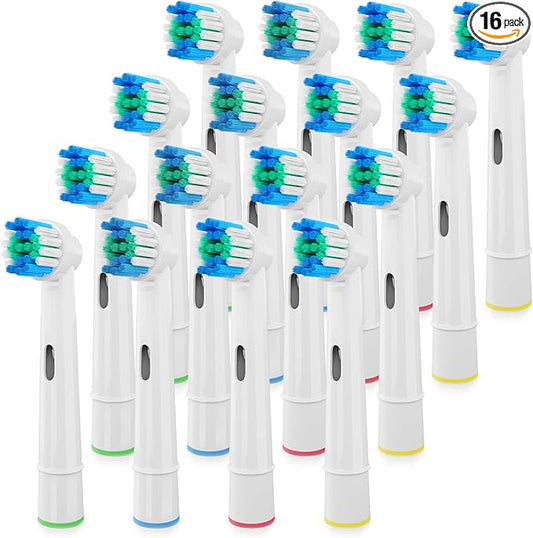 16 Pack Replacement Heads Compatible with Oral B Braun Electric Toothbrush Pro 1000/9000/ 5000/3000/8000
