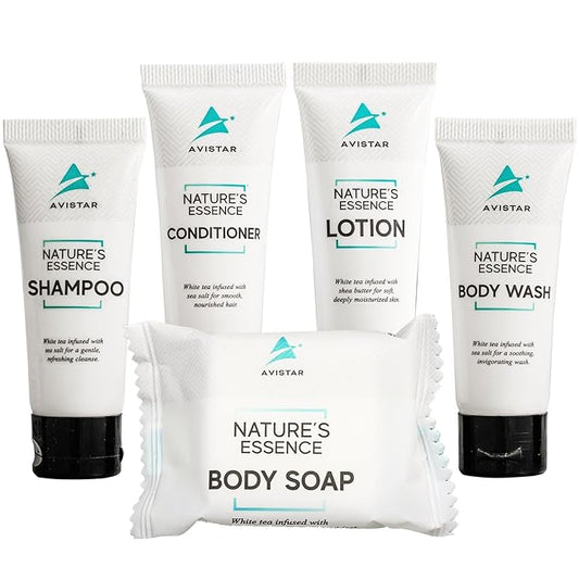 180 Piece Hotel Soap & Bulk Toiletries - Travel Essentials for Hosts & Guests - Hotel Shampoo & Conditioner Supplies for Guests, Hotel Toiletries Bulk Set, Mini Bulk Travel Size Toiletries