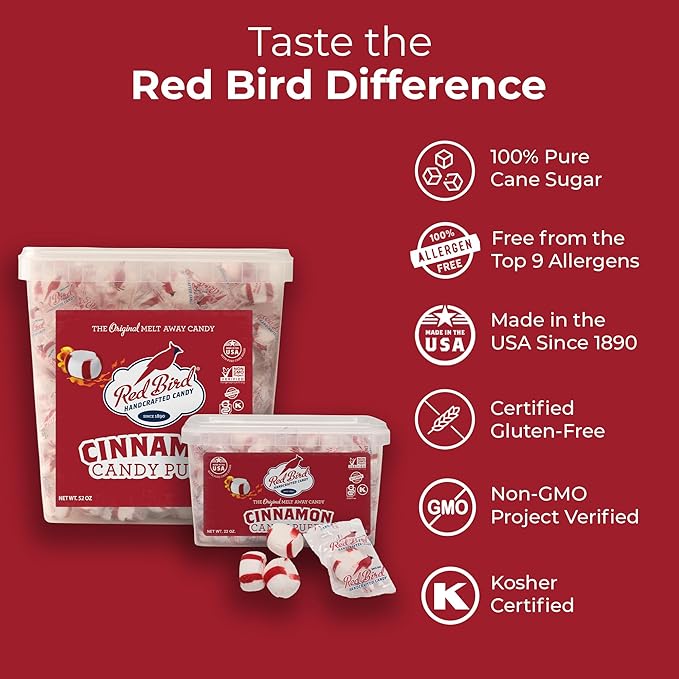 Red Bird Cinnamon Candy, Individually Wrapped, Gluten Free Breath Mints, 22 oz