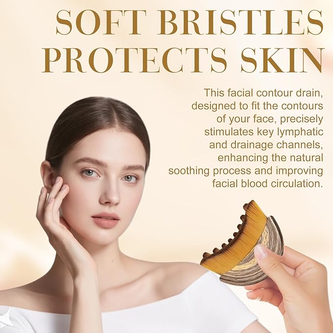 2 PCS ymphatic Contour Face Brush, Dry Brushing Face Brush, Lymphatic Drainage Massager for Face, Ergonomically Designed to Fit The Skin Precisely and Relieve Fatigue