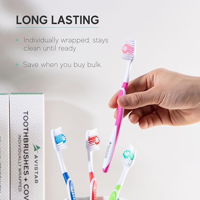 4 Pack Toothbrushes for Adults - Individually Wrapped Medium Bristle Toothbrushes with Covers - Multi-Color Pack - Convenient & Affordable Dental Care for Travel, Hotels, Airbnb, Missions & More