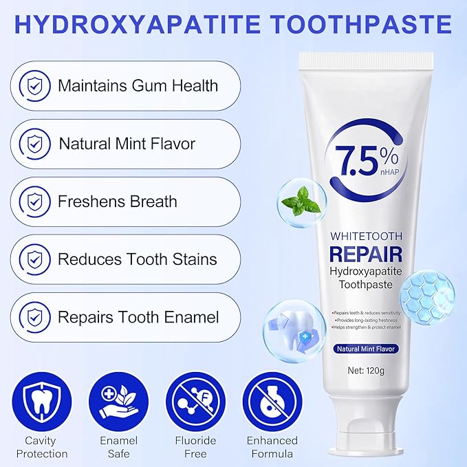 Hydroxyapatite Toothpastes for Enamel Protection and Tooth Strengthening, with Gentle Mint, Provides Long-Lasting Fresh Breath, Daily Use for Oral Health, 4.23 OZ