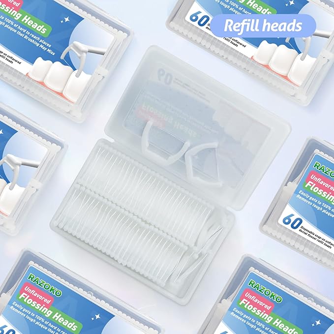 RAZOKO Ultimate Flosser Kit with 2 Handles and 240 Extra Strength Refills