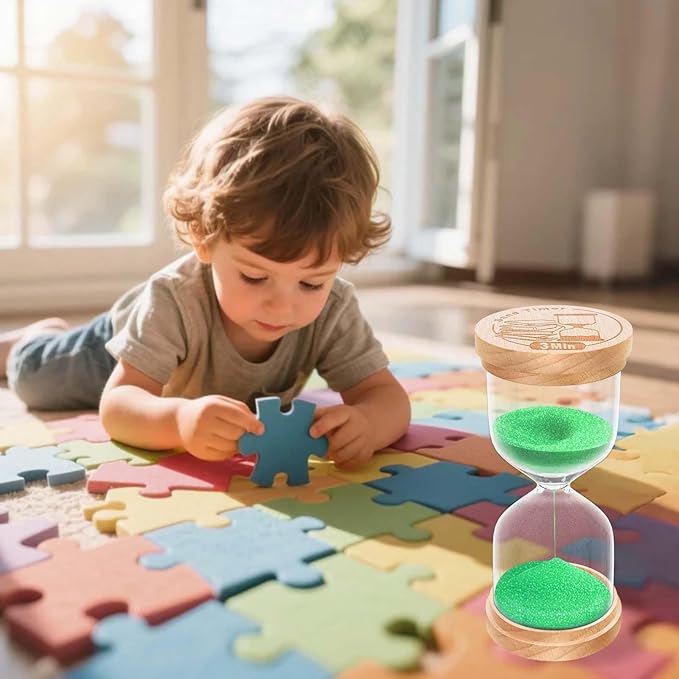 10 Minute Sand Timer, Wooden Hourglass Sand Clock, Small Wood 10 Min Hour Glass, Sandglass for Brushing Teeth, Reloj De Arena, Classroom, Game, Kitchen, Home, Office