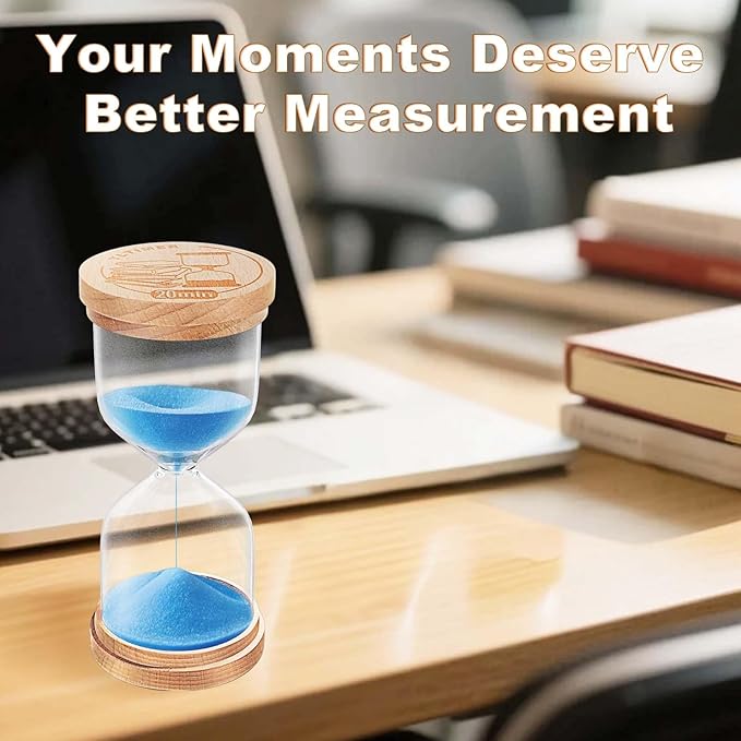 3 Minute Sand Timer for Classroom, 3min Wooden Hourglass Sand Clock, Small Hour Glass Sandglass for Kids, Game, Desk Office Decoration (Blue)