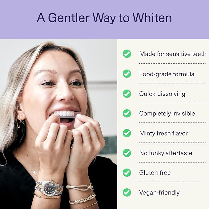 ELIMS Teeth Whitening Strips for Sensitive Teeth 21 Treatments – Food-Grade & Made by Dentists - Whiten Up to 7 Shades - Dissolving Mess-Free Application - Visible Results in 14 Days - 42 Strips