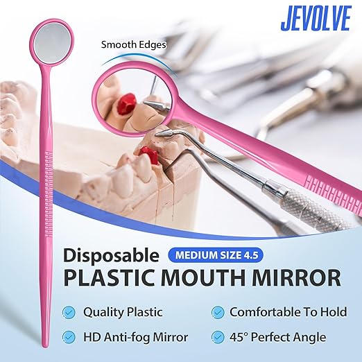 2000 PCs Dental Mouth Mirrors by JEVOLVE | Pink Oral Dental Mirror for Crafting, Jewelry Making, Painting, Model Building, and DIY Projects – Clear Reflection, Easy Handling, Multi-Purpose