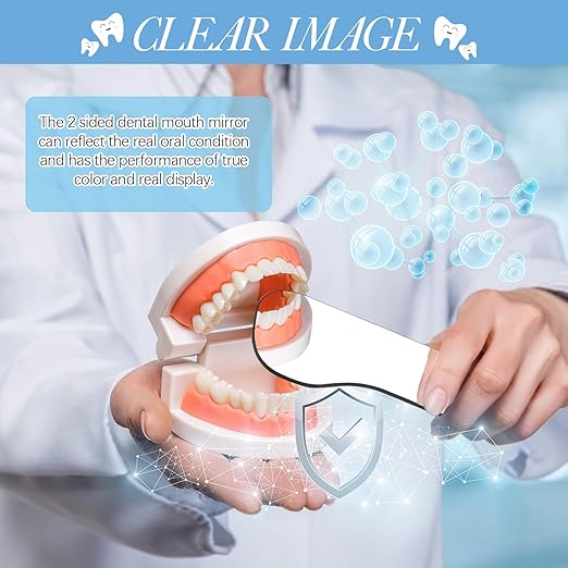 30 Pieces Dental Mouth Mirror Occlusal Reflector Intraoral Photography Mirror 2 Sided Dental Plated Glass Intraoral Photo glass for Clinic Dentist