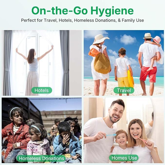 20 Pack Disposable Toothbrushes with Toothpaste, Individually Wrapped Soft Bristle Travel Toothbrush Bulk, Hotel Guest Amenities, Mint 3g Toothpaste Set for Camping, Donation & Oral Care Kit