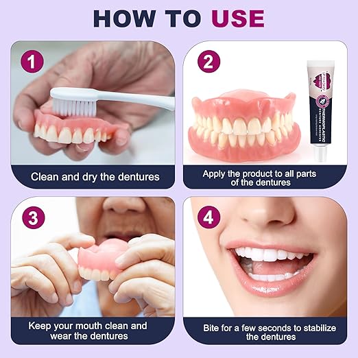 2Pcs Thermoplastic Denture Adhesive, Refits and Tightens Loose Upper and Lower Dentures and Partials, Comfortable, Secure Denture Grip for Up to 4 Days