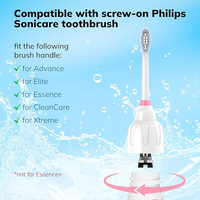 Replacement Toothbrush Heads for Philips Sonicare E-Series Essence Xtreme Elite Advance and CleanCare Screw-On Toothbrush Handles,6 Pack Soft Dupont Bristles Electric Toothbrush Replacement Heads