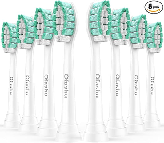 Replacement Brush Heads for Philips Sonicare Click-on Electric Toothbrush Heads Compatible with Plaque Control C1 C2 4100 5100 6100 2 Series HX9024, 8 Pack White
