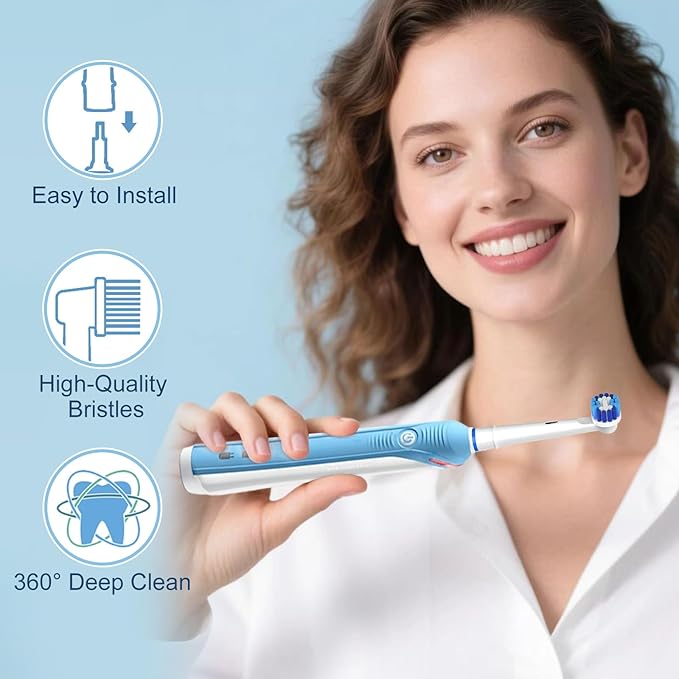 Replacement Brush Heads Compatible with Oral-B, 16pcs Professional Electric Toothbrush Heads for Oral B Replacement Heads Refill Pro100/1000/1500/4000/5000/7000/8000/9600 Etc.