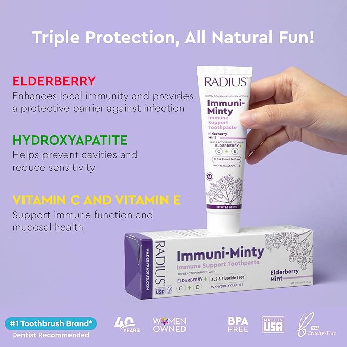 RADIUS ImmuniMinty Immune Support Toothpaste 2.5 Oz - Elderberry Mint - Pack of 1