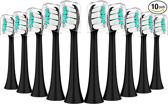 Replacement Toothbrush Heads Compatible with Philips Sonicare：10 Pack Soft Replacement Electric Brush Head Compatible with Phillips Sonicare Snap-on System Black