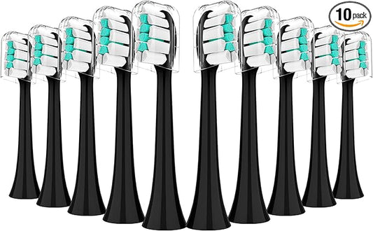Replacement Toothbrush Heads Compatible with Philips Sonicare：10 Pack Soft Replacement Electric Brush Head Compatible with Phillips Sonicare Snap-on System Black