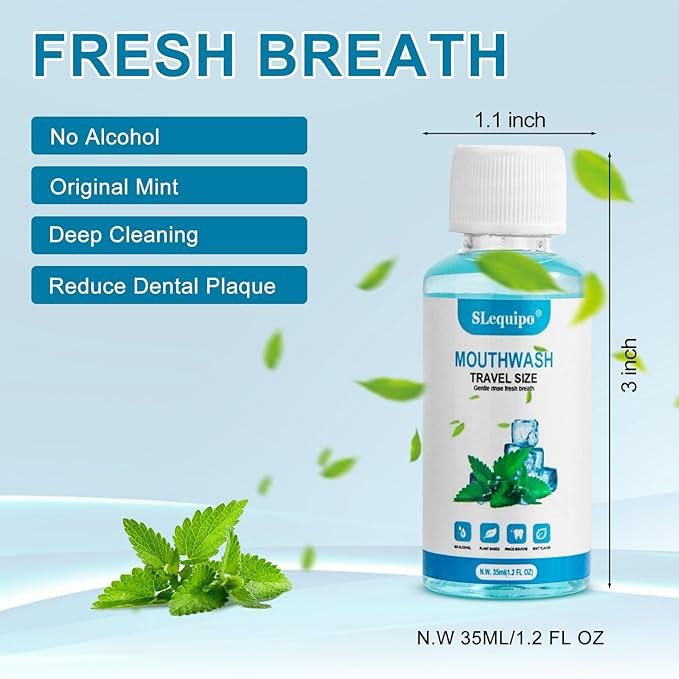 200 Travel Size Mouthwash Bulk Mini Fresh Mint Portable Mouthwash Individual 1.2oz/35ml Bottles for Travel Toiletry Kits