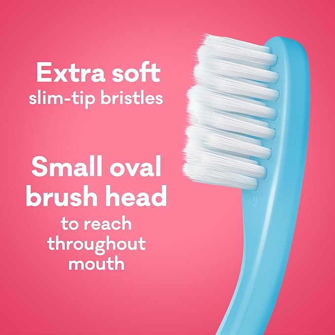 Grin Kids 100% Recycled Toothbrush, Extra Soft, 4 Count, Blue, Gentle Care for Baby and Toddler Teeth