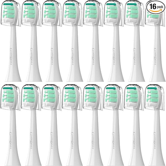 Replacement Toothbrush Heads Compatible with Philips Sonicare：16 Pack Soft Replacement Electric Brush Head for 4100 5100 6100 HX9023/65 W Optimal Control Snap-on System (White)