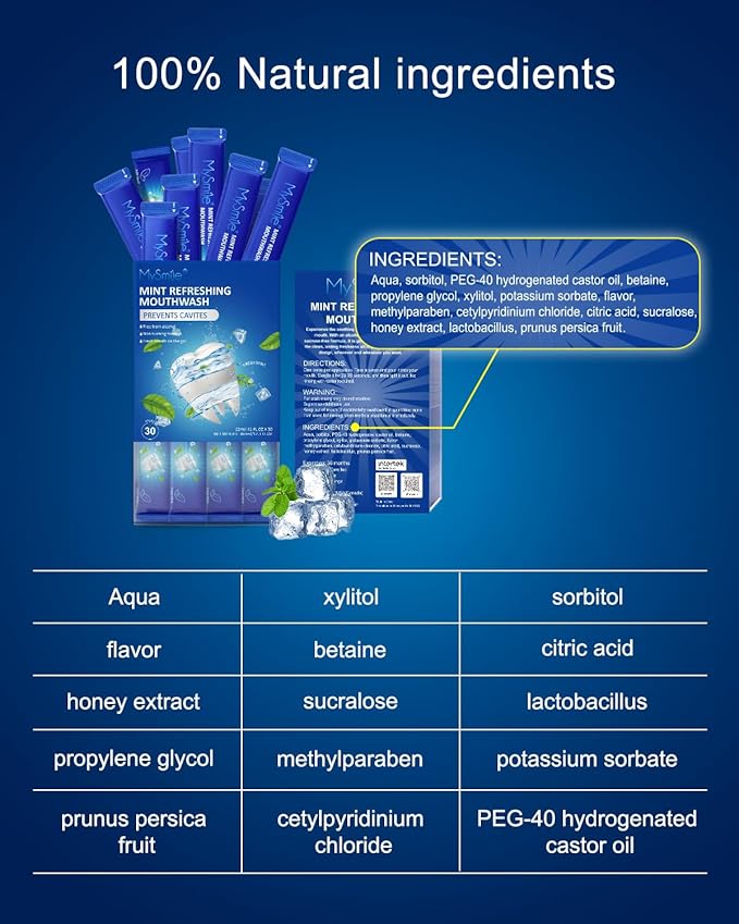 MySmile Mouthwash Alcohol Free, Mouth Wash for Adults, Travel Mouthwash Helps Kill 99% of Bad Breath Germs, Prevents Cavities, Fluoride Free, Fresh Mint, 30 Uses (0.41 Fl Oz (Pack of 90))