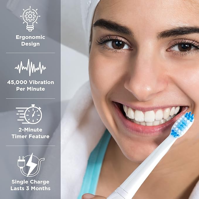 Pop Sonic USB Charge Anywhere Toothbrush (Hawaiian Blue) | Rechargeable Toothbrush w/Up to 40,000 Brush Strokes/Minute-Long-Lasting Nylon Bristles - Teens & Adult with Quadrant Pacer
